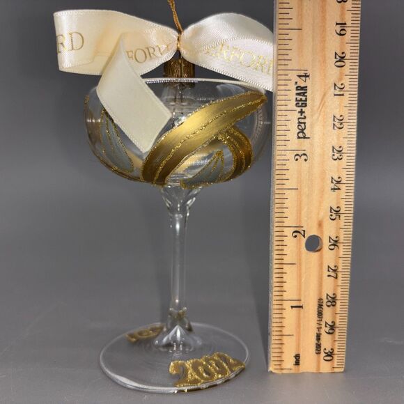 Waterford Holiday Heirlooms Lucerne Bell New Year’s Toast Ornament Set 2001 2002 - Picture 6 of 6